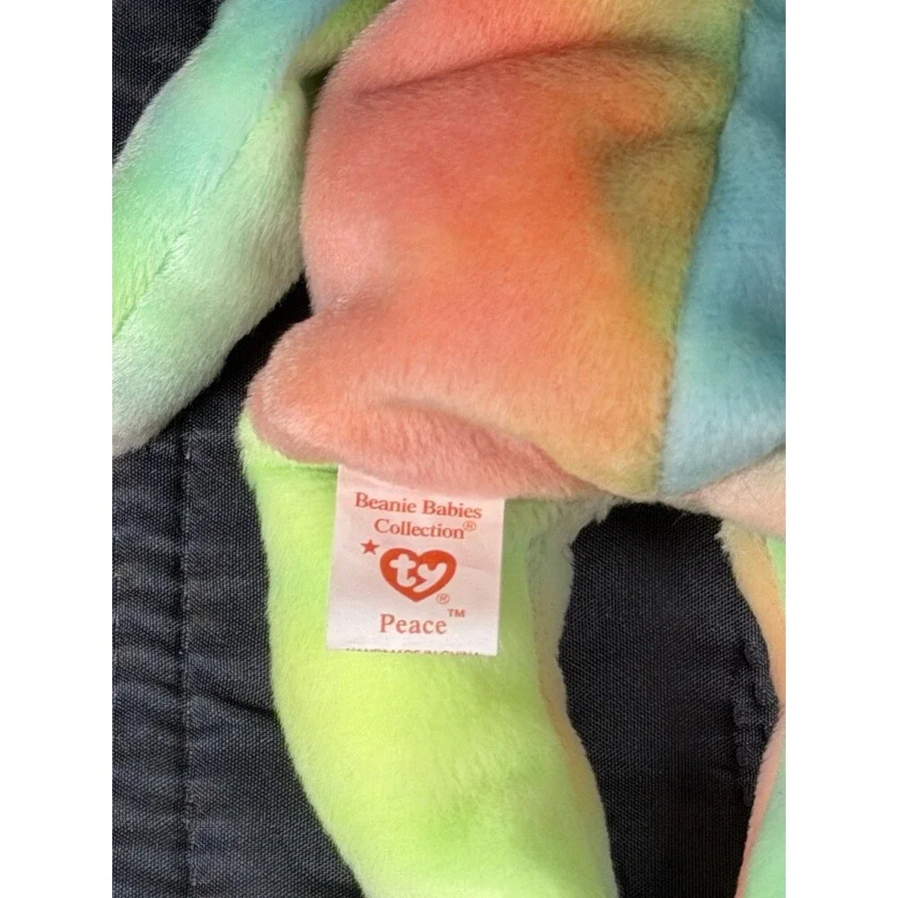 Ty Beanie Baby Peace Bear 1996 Tie Dye Plush w/ Hang Tag Style 0405 Vintage